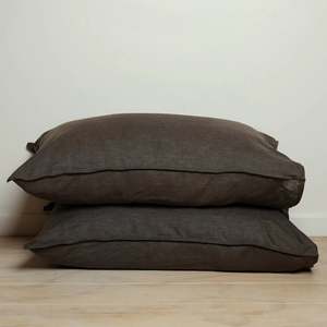Bedding: 100% FRENCH FLAX LINEN PILLOWCASE PAIR PILLOWCASE - DEEP MOSS