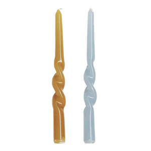 Mosey Me: Twisted Dinner Candle Set of 2 - Sky & Olive