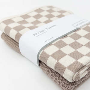 Ecovask: 2 Pack Kitchen Towel Combo - Cashew Chequer with Hummus