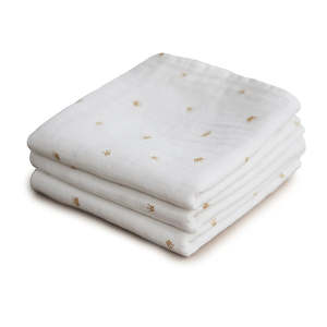 Baby Changing: Organic Cotton Muslin Cloths 3-Pack - Crowns
