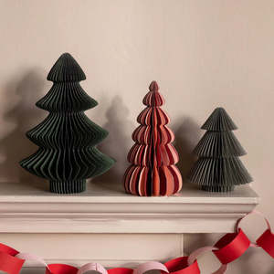 Paper Christmas Ornament Decorations, Set of 3 - Festive Trees