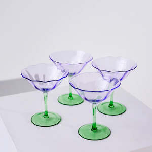Homeware: FLEUR COCKTAIL COUPE - SET OF 4 - GREEN/LILAC