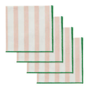 LUNA COTTON NAPKINS - PINK/EMERALD - Set of 4