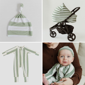 Sage Stripe New Parent Set