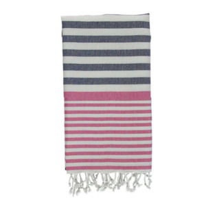 Sofia Turkish Towel  Navy Blue Fuchsia
