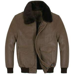 Cedar Brown Fur Collar Real Leather Jacket