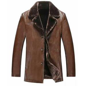 Fur Aviator Brown Real Leather Coat