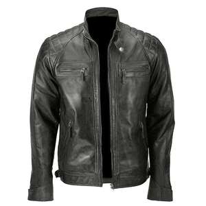 Products: Men’s Quilted Black Racer Leather Jacket