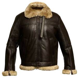 Aviator Zippered Fur Collar Leather Jacket