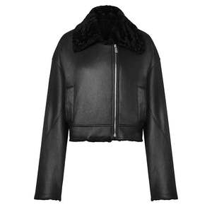 Cropped Fur Leather Jacket For Women