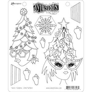 Stamping: DYLUSIONS CLING STAMPS TREE TOPPER