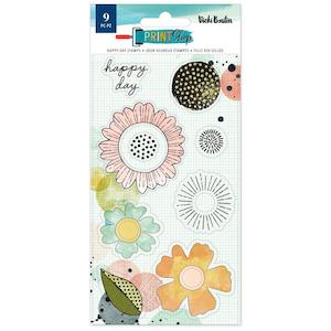 VICKI BOUTIN PRINT SHOP ACRYLIC STAMPS HAPPY DAY