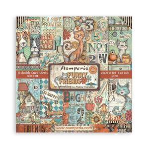 Papers: STAMPERIA FURRY FRIENDS PAPER PACK 8X8