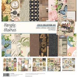 Papers: SIMPLE STORIES 12X12INCH PAPER COLLECTION KIT VINTAGE JUNK DRAWER