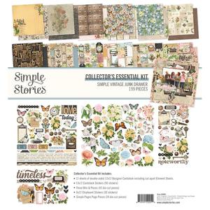SIMPLE STORIES 12X12 INCH ESSENTIAL PAPER COLLECTION SIMPLE VINTAGE JUNK DRAWER