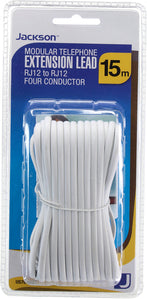 Telephone Accessories: RJ12 White Telephone Lead- 15m