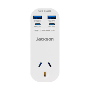 20W USB-A + USB-C, 1 Outlet Wall Adaptor