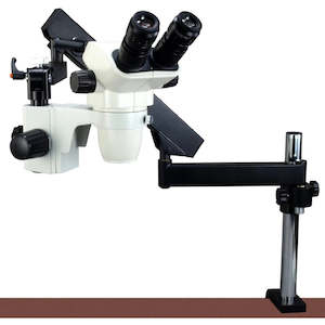 Omax 2x-45x Zoom Binocular Stereo Microscope w/Articulating Arm Stand & 0.5x Barlow Lens