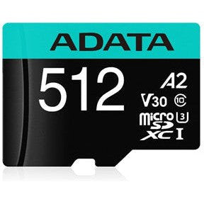 Data Storage: ADATA Premier Pro microSDXC UHS-I U3 A2 V30 Card with Adapter 512GB