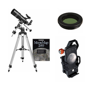 Telescopes: Orion Observer 80ST EQ Refractor Telescope w/ Moon Filter & NEXGO Bundle