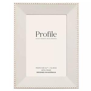 Frames Albums: Profile Noble White Rose Gold Beaded Metal Frame 4x6 Metal Photoframe