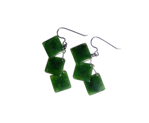 Jade 3 Tiered Square Drop Earrings 40mm