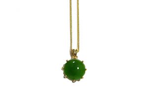 Jade And Base Metal Round Pendant 13mm