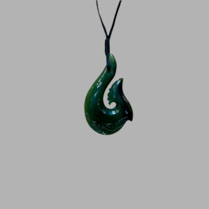 Te Wahi Pounamu Engraved Hei Matau (Hook) 53mm