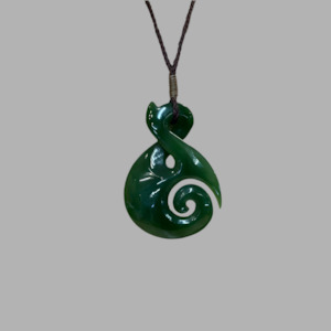Pounamu: Te Wahi Large Pikorua (Twist) with Koru 55mm