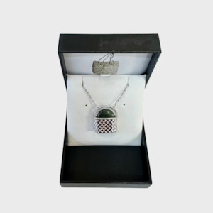 Pounamu: Sterling Silver Kete Necklace with Pounamu