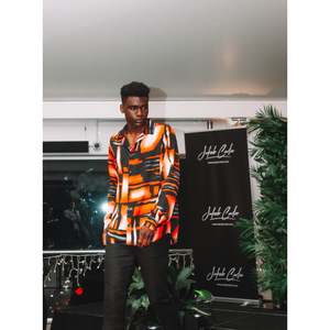 Shirts 1: FIRE RED ABSTRACT PRINT SHIRT