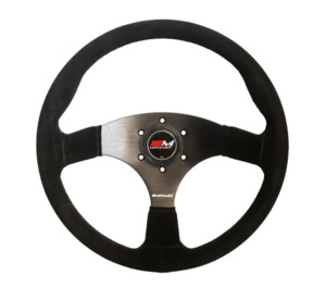 Porsche Interior: 350mm Steering Wheel - Flat Spoke - Black Suede Black Spoke Spoke