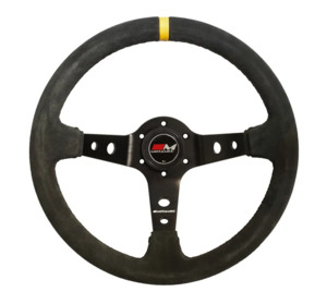 Porsche Interior: 350mm Deep Dish Steering Wheel - Black Suede Black Spoke