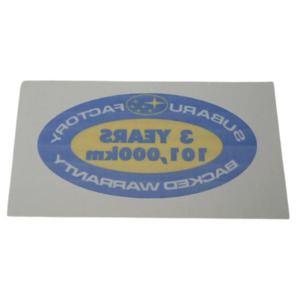 Stickers: Subaru Reverse 90s Era 3 Year 100,000 KM Warranty Inside Window Glass Sticker