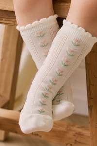 New: Ines Knee High Sock - Ines Floral Egret