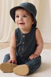 Organic Cotton Milo Jumpsuit - Forest Grid