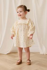 Girls Dresses: Organic Cotton Muslin Amira Dress - Dina Antique