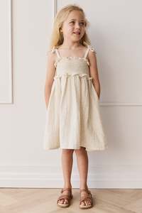 Girls Dresses: Organic Cotton Muslin Cleo Dress - Pippa Pink