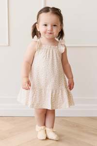 Girls Dresses: Organic Cotton Nelly Dress - Posy Garden Pink