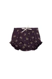Bloomers: Organic Cotton Fine Rib Frill Bloomer - Simone Huckleberry