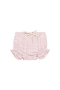 Organic Cotton Muslin Frill Bloomer - Poppy