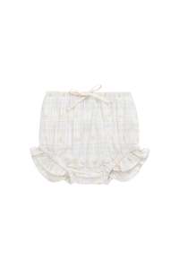 Organic Cotton Voile Frill Bloomer - Marguerite Egret