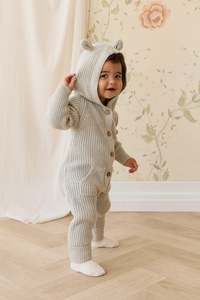 Bear Knit Onepiece - Light Grey Marle