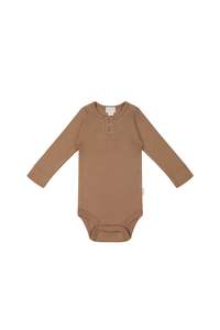 Organic Cotton Modal Long Sleeve Bodysuit - Cavern Clay