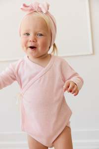 Organic Cotton Modal Marina Long Sleeve Bodysuit - Chalk Marle