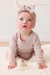 Organic Cotton Modal Marina Long Sleeve Bodysuit - Violet Tint