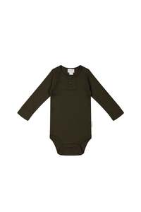 Organic Cotton Modal Long Sleeve Bodysuit - Bistre