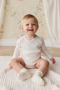 Organic Cotton Modal Marina Long Sleeve Bodysuit - Icing Marle