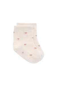 Socks Tights: Harlow Sock - Petite Heart Jacquard - Bridal Blush