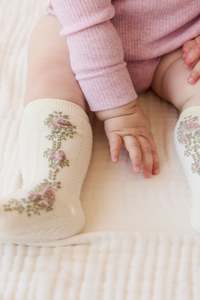 Tasha Floral Jacquard Sock - Egret